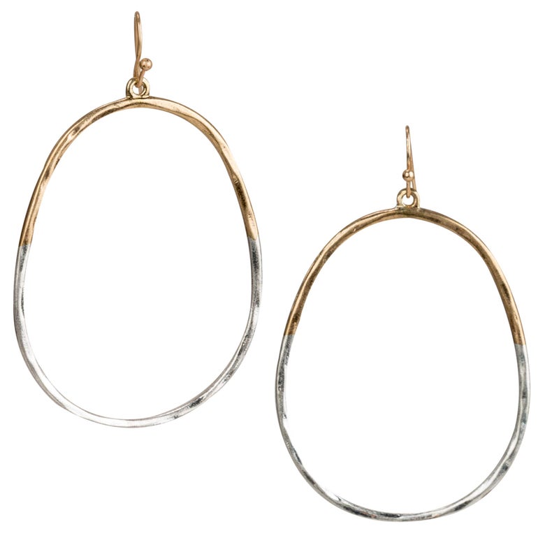 SPUNKYsoul Oval Hoop 2 toned Earrings for Women (Gold/Silver) - Image 1